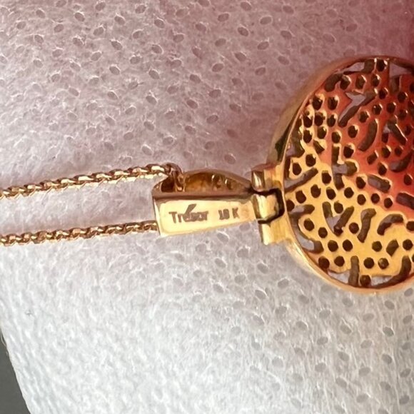 Tresor Signature Logo Diamond Pendant 18kt rose gold 18" chain necklace EUC - Picture 12 of 12